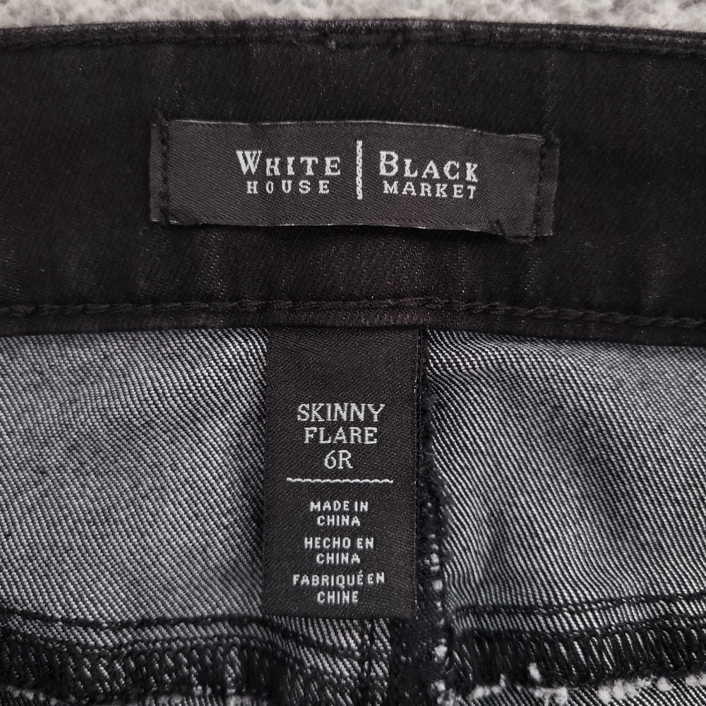 WHBM Jeans Size 6 Skinny Flare Leg Mid Rise Black Stretch Denim 29x33 - Picture 7 of 16